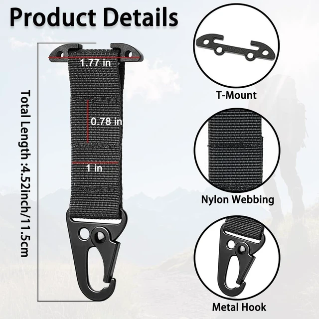 Alt view image 2 of 7 - Weryerker T-Mount Clash Hook Tactical Belt Clip, MOLLE Bag Hanging Carabiner, Tactical Vest Gear Accessories
