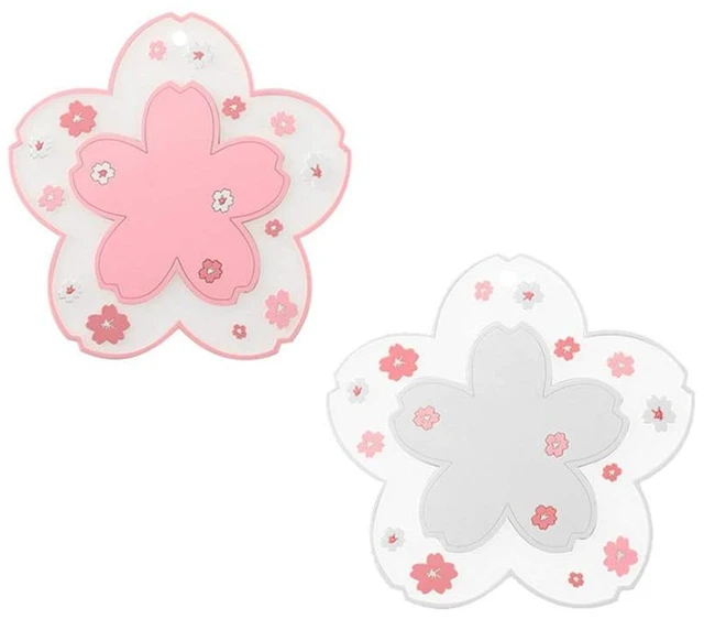 Main image of Sakura 2PCS Cherry Blossom PVC Coffee Cup Mat Coaster Anti-Skid Small Kawaii