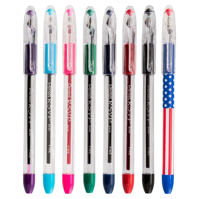 Alt view image 2 of 6 - Pentel RSVP Ballpoint Pen 0.7mm Fine Line Black Ink 5-Pack (BK90PF5A)