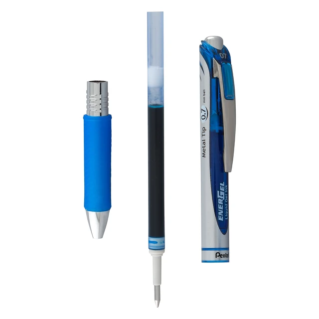 Alt view image 3 of 7 - Pentel EnerGel Deluxe RTX Retractable Liquid Gel Pen, 0.7mm Metal Tip, Blue Ink, 2 Pack (BL77BP2C)