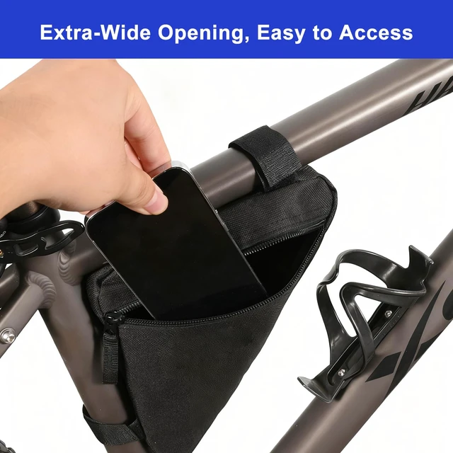 Alt view image 6 of 7 - Lightweight Triangle Bike Frame Bag for Mountain Road Bike, Small Black