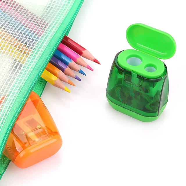 Alt view image 3 of 7 - 4 Pack Manual Pencil Sharpener, Double Holes, Assorted Color