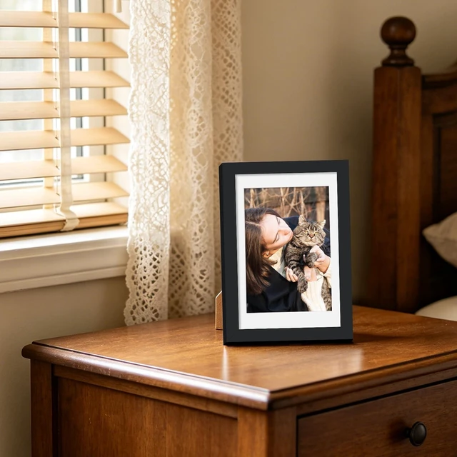 Alt view image 2 of 7 - SHOWIN 4x6 Picture Frame Black, 1 Pack for 3.5x5 Photos with Mat or 4x6 without Mat, Wall or Tabletop Display