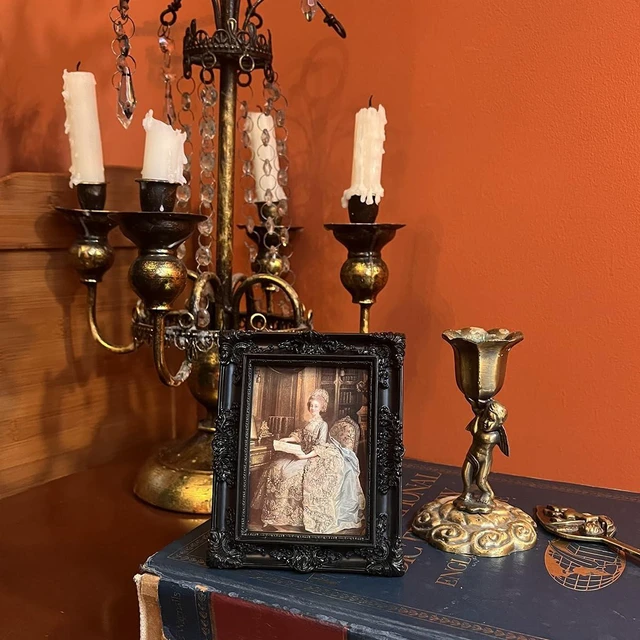 Alt view image 5 of 6 - SIKOO 2.5x3.5 Vintage Antique Ornate Picture Frames with Glass Front for Tabletop Wall Hanging, Black Vintage Gallery Wall Decor
