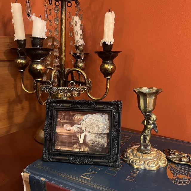 Alt view image 6 of 6 - SIKOO 2.5x3.5 Vintage Antique Ornate Picture Frames with Glass Front for Tabletop Wall Hanging, Black Vintage Gallery Wall Decor