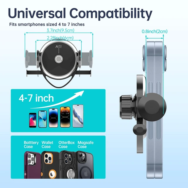 Alt view image 4 of 6 - 360 Rotation Universal Dashboard Car Phone Mount, Hands-Free Clip Holder Stand Compatible with iPhone Android (Black)