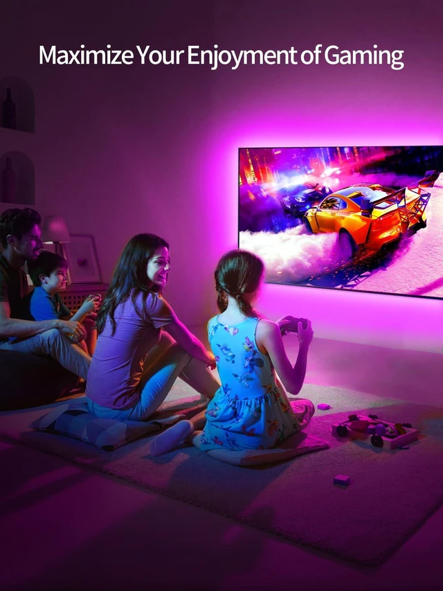 Alt view image 2 of 6 - KANTUTOE TV Backlight 11.5ft RGB LED Strip for 32-55 Inch TV, Music Sync Bluetooth APP Control with Remote, USB Powered for Bedroom PC Gaming Monitor