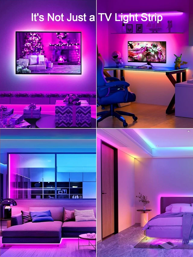 Alt view image 3 of 6 - KANTUTOE TV Backlight 11.5ft RGB LED Strip for 32-55 Inch TV, Music Sync Bluetooth APP Control with Remote, USB Powered for Bedroom PC Gaming Monitor