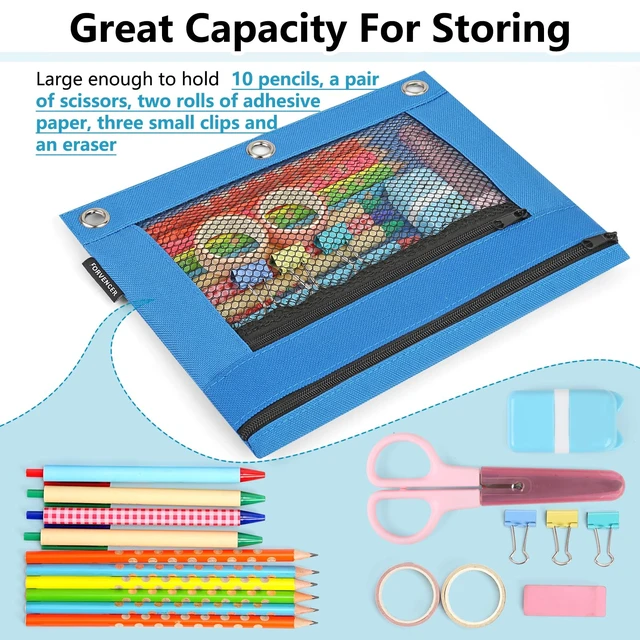 Alt view image 7 of 7 - Forvencer Clear Zipper Pencil Pouch for 3 Ring Binder