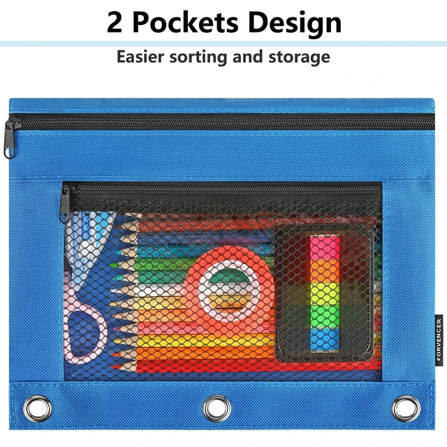 Alt view image 4 of 7 - Forvencer Clear Zipper Pencil Pouch for 3 Ring Binder