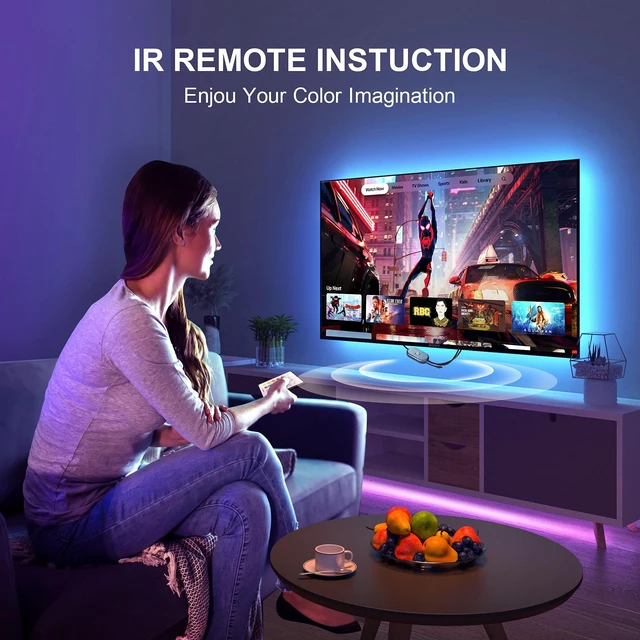 Alt view image 5 of 6 - Nexillumi 16.4ft RGB LED Strip Lights for 55-75 Inch TV, with APP Remote Control and Music Sync, Ambient Backlight for Bedroom Gaming Room Decor