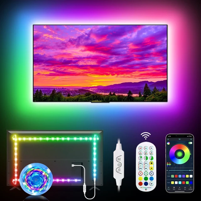 Main image of Daymeet Dreamcolor Music Sync RGB LED Strip Lights 9.84ft for 32-43in TV, APP Remote Control, Color Changing, Home Gaming Room & Xmas Decor
