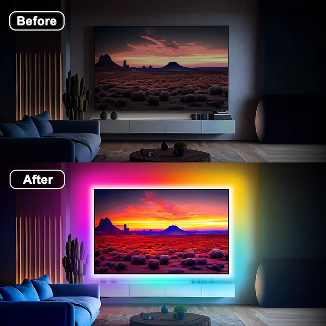 Alt view image 2 of 6 - Daymeet Dreamcolor Music Sync RGB LED Strip Lights 9.84ft for 32-43in TV, APP Remote Control, Color Changing, Home Gaming Room & Xmas Decor