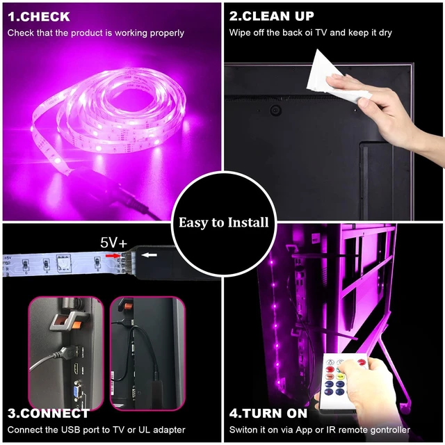 Alt view image 6 of 6 - DAYBETTER LED Lights for TV 85-Inch, 20ft LED Backlight for 85-100 Inch