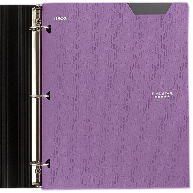 Alt view image 4 of 6 - Five Star 333420I-ECM 2-Pocket Plastic Folder with Stay-Put Tabs, Fits 3-Ring Binder, Holds 8.5" x 11" Paper, Amethyst Purple