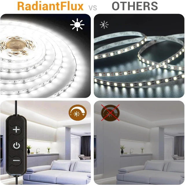 Alt view image 2 of 6 - 4ft Dimmable White LED Strip Lights, Super Bright Flexible Tape Light for Bedroom, Home Decor, Living Room, Kitchen, Vanity Mirror