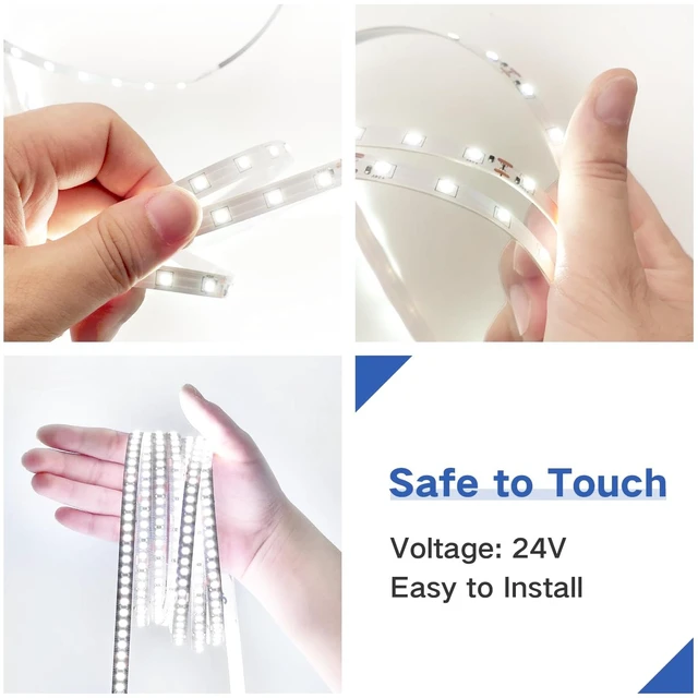 Alt view image 6 of 6 - 4ft Dimmable White LED Strip Lights, Super Bright Flexible Tape Light for Bedroom, Home Decor, Living Room, Kitchen, Vanity Mirror