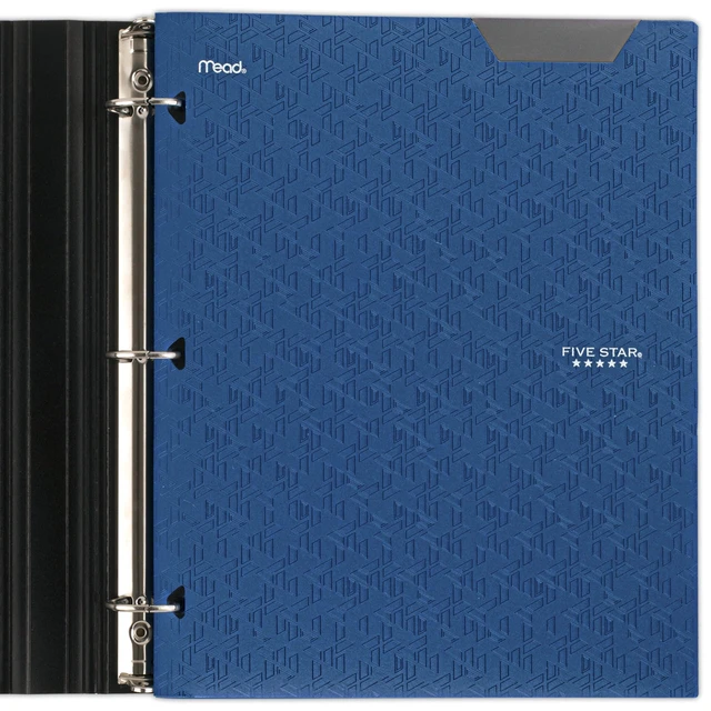 Alt view image 6 of 6 - Five Star 2-Pocket Plastic Folder with Stay-Put Tabs, Fits 3-Ring Binder, Holds 8.5" x 11" Paper, Pacific Blue (333420C-ECM)