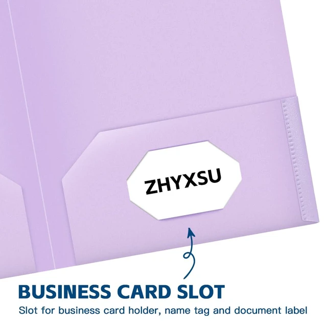Alt view image 2 of 6 - 6 Pack 2 Pocket Plastic Pastel Folders with 18 Labels, Letter Size, Bulk for School Office Home Business