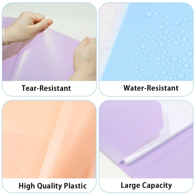 Alt view image 3 of 6 - 6 Pack 2 Pocket Plastic Pastel Folders with 18 Labels, Letter Size, Bulk for School Office Home Business