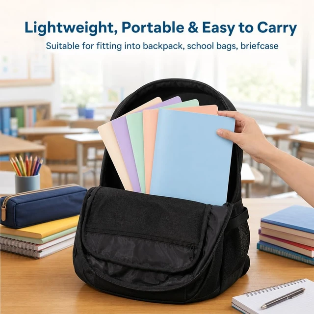 Alt view image 5 of 6 - 6 Pack 2 Pocket Plastic Pastel Folders with 18 Labels, Letter Size, Bulk for School Office Home Business