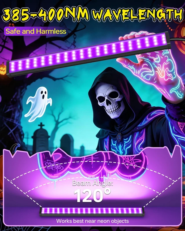 Alt view image 5 of 6 - Black Light Bar 1ft, 385-400nm, 6ft USB Cord, 2 Pack, for Uranium Glass
