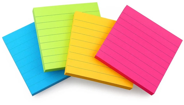 Alt view image 5 of 6 - Lined Sticky Notes 3x3in, Self-Adhesive, Bright, 4 Pads, 90 Sheets/Pad