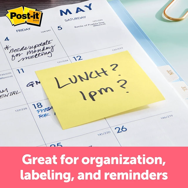 Alt view image 6 of 7 - Post-it Notes, 3in x 3in, 4 Pads, 50 Sheets per Pad, Canary Yellow, School & Office Supplies