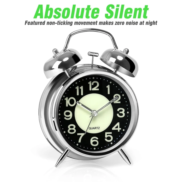 Alt view image 4 of 6 - AYRELY 4.5 Inch Twin Bell Retro Super Loud Alarm Clock for Heavy Sleepers