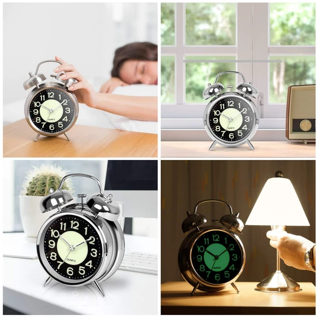 Alt view image 6 of 6 - AYRELY 4.5 Inch Twin Bell Retro Super Loud Alarm Clock for Heavy Sleepers