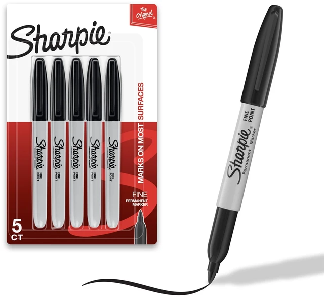 Main image of Sharpie Permanent Markers Fine Tip Black 5 Count Quick Drying Fade Resistant