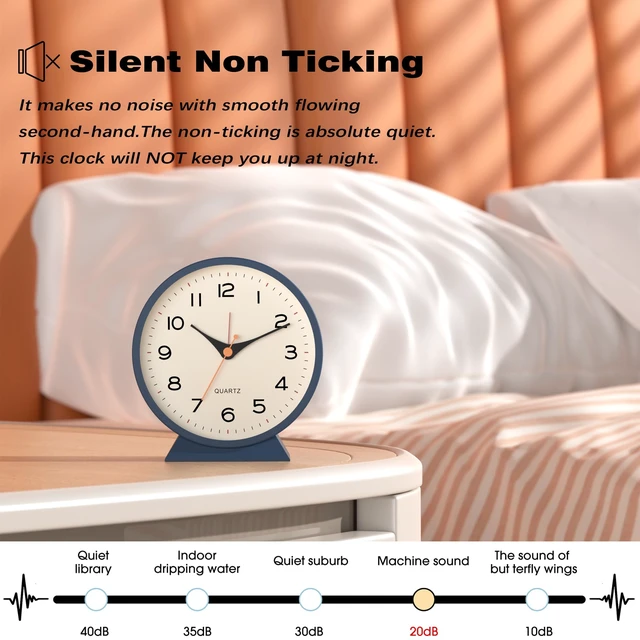 Alt view image 7 of 7 - AYRELY 4.5" Analog Alarm Clock, Small Retro Desk and Table Clock