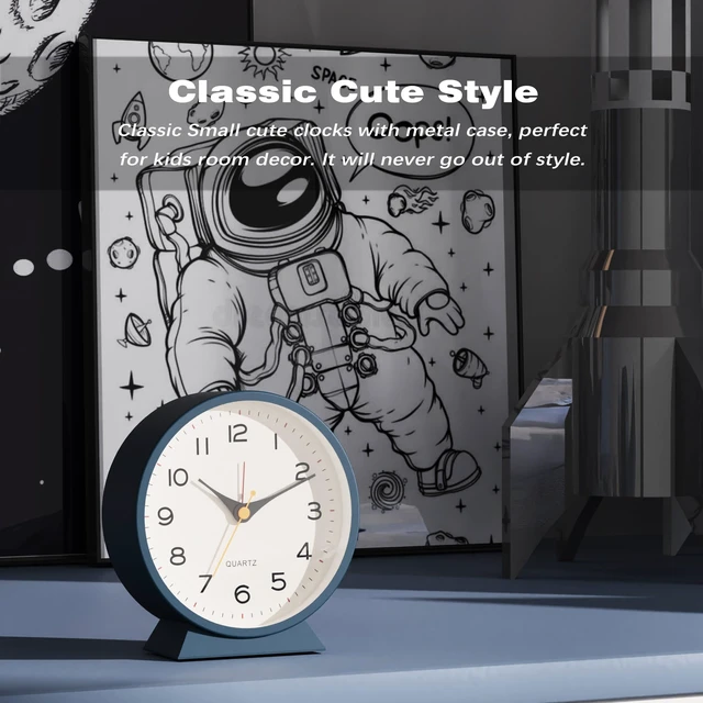 Alt view image 3 of 7 - AYRELY 4.5" Analog Alarm Clock, Small Retro Desk and Table Clock