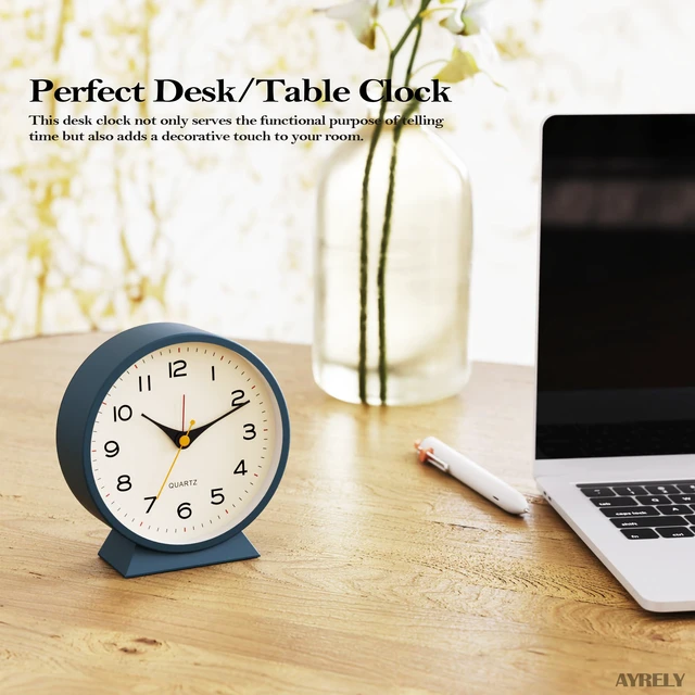 Alt view image 5 of 7 - AYRELY 4.5" Analog Alarm Clock, Small Retro Desk and Table Clock