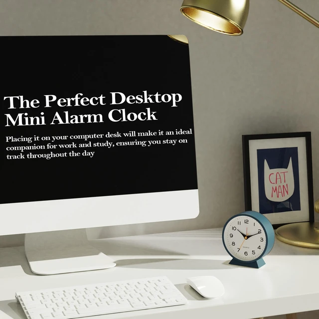 Alt view image 6 of 7 - AYRELY 4.5" Analog Alarm Clock, Small Retro Desk and Table Clock