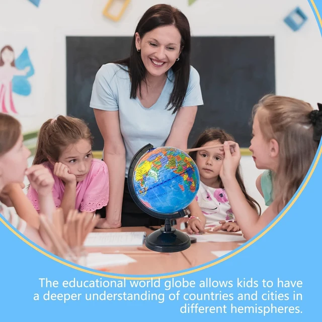 Alt view image 7 of 7 - 6Inch Geographic World Globe with Stand, Rotating Political Map for Kids Classroom Teaching and Decor
