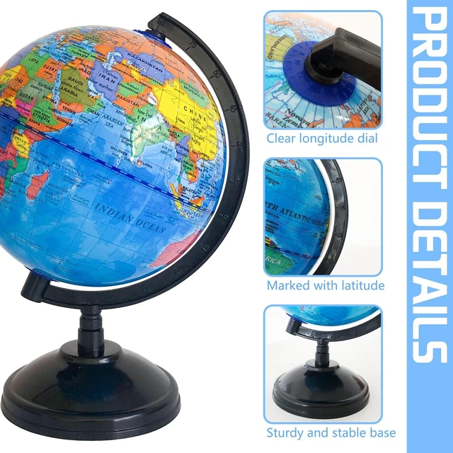 Alt view image 5 of 7 - 6Inch Geographic World Globe with Stand, Rotating Political Map for Kids Classroom Teaching and Decor