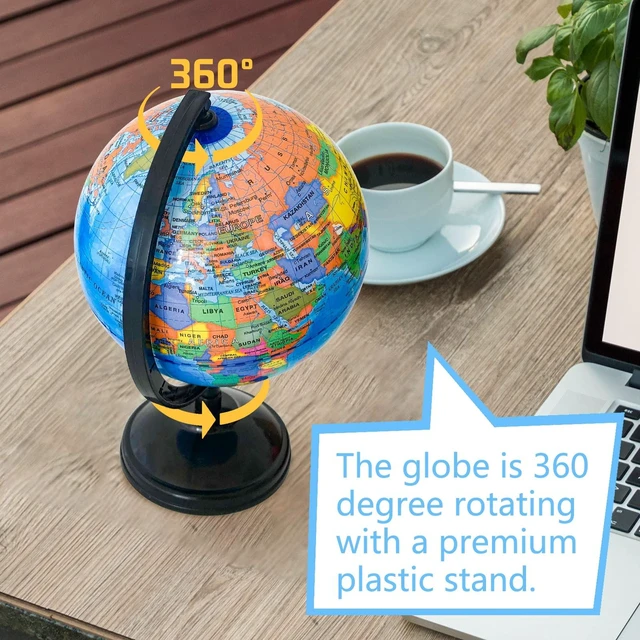 Alt view image 6 of 7 - 6Inch Geographic World Globe with Stand, Rotating Political Map for Kids Classroom Teaching and Decor