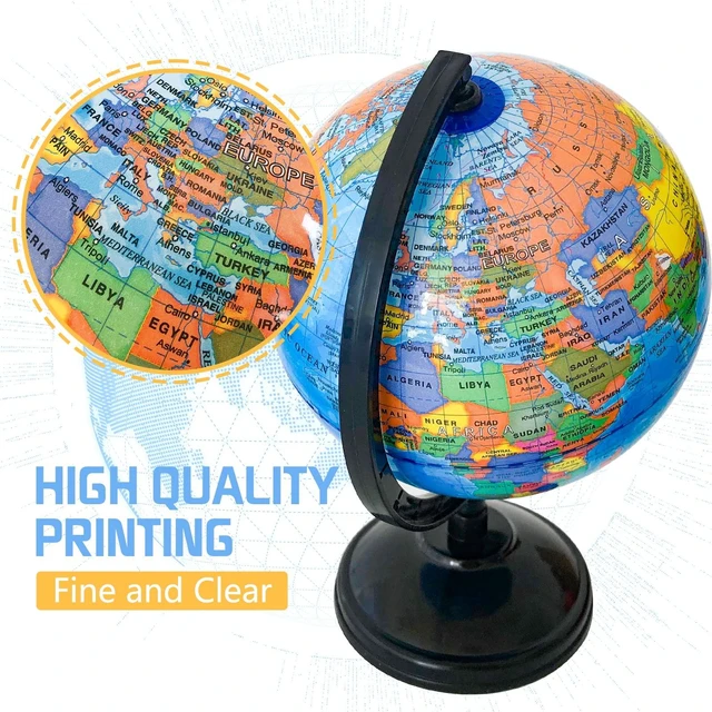 Alt view image 4 of 7 - 6Inch Geographic World Globe with Stand, Rotating Political Map for Kids Classroom Teaching and Decor