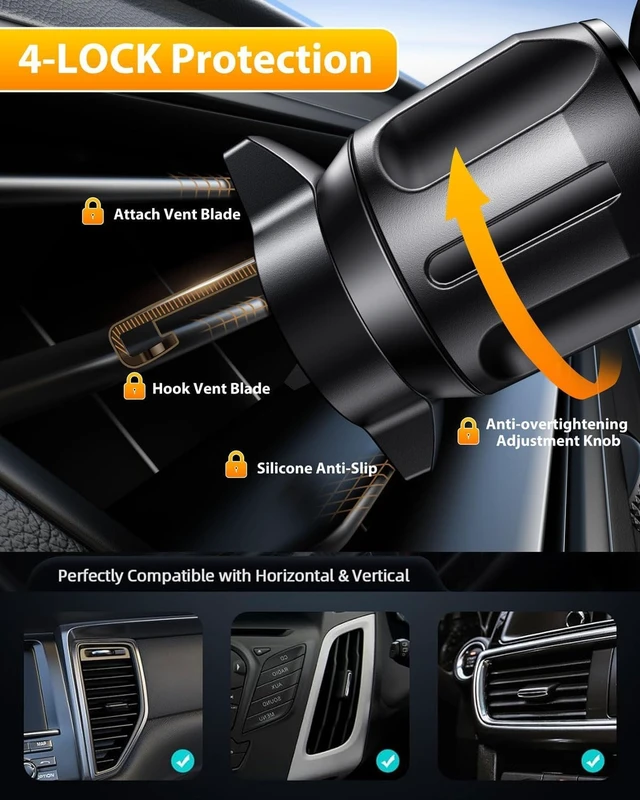 Alt view image 4 of 7 - FESIYOYE Car Phone Holder Military-Grade 360 Suction Cup for Air Vent Dashboard Windshield Shower Wall Mount Universal Phone Mount for iPhone