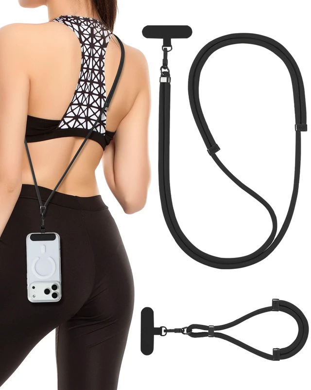 Main image of VVAAGG Cell Phone Lanyard Crossbody Strap for iPhone - Black
