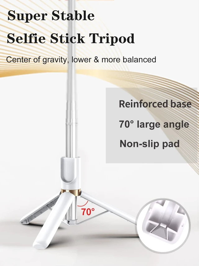 Alt view image 5 of 6 - Selfie Stick Tripod with Wireless Remote and LED Fill Light, 46-Inch Cellphone Tripod for iPhone 16/15/14/13/12/11/XS/XR/X/8/7 and Android Smartphones (Upgrade)