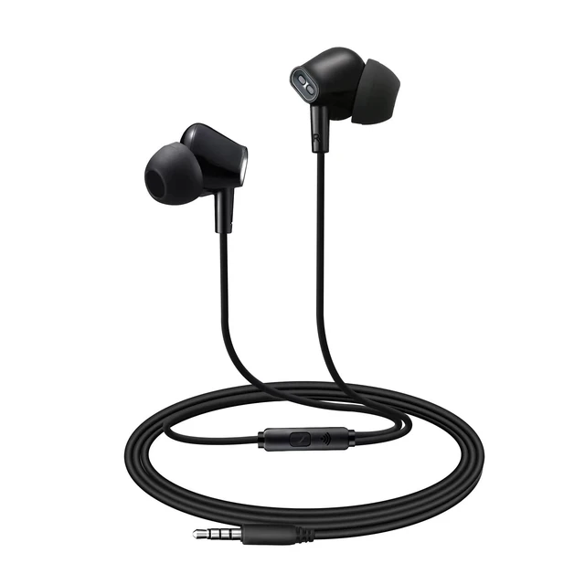Alt view image 6 of 6 - Aylaa Wired In-Ear Earbuds with Microphone, Noise Isolating Stereo Bass, 3.5mm Audio Jack - Black