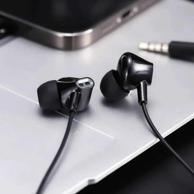 Alt view image 3 of 6 - Aylaa Wired In-Ear Earbuds with Microphone, Noise Isolating Stereo Bass, 3.5mm Audio Jack - Black