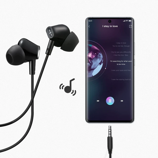 Alt view image 2 of 6 - Aylaa Wired In-Ear Earbuds with Microphone, Noise Isolating Stereo Bass, 3.5mm Audio Jack - Black