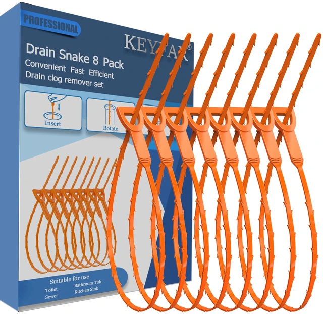Main image of 25 Inch Barbed Hook Drain Snake Hair Clog Remover, 8 Pack