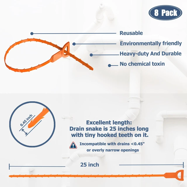 Alt view image 5 of 7 - 25 Inch Barbed Hook Drain Snake Hair Clog Remover, 8 Pack