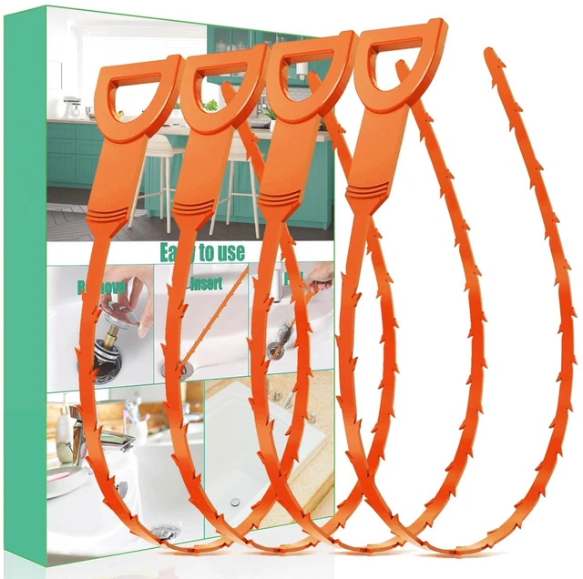 Main image of Drain Snake Hair Clog Remover Tool, 4 Pack for Shower Sink Unclogger