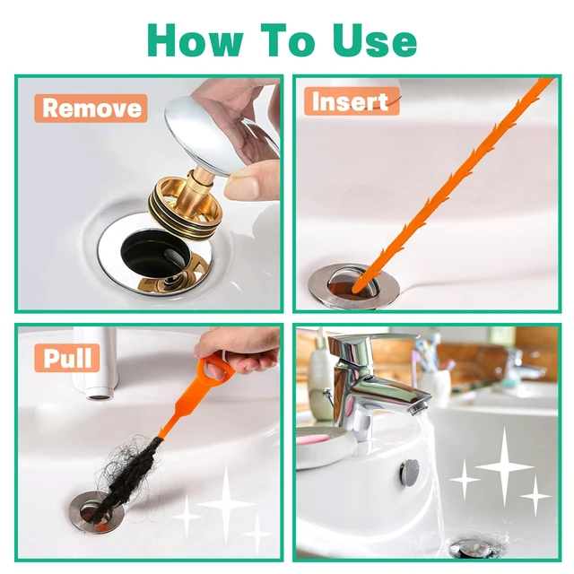 Alt view image 6 of 6 - Drain Snake Hair Clog Remover Tool, 4 Pack for Shower Sink Unclogger