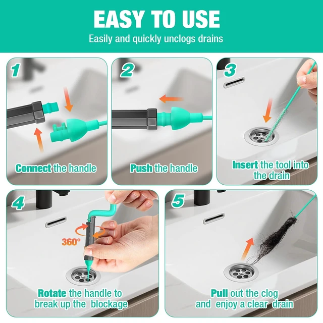 Alt view image 5 of 7 - 6-Pack Drain Snake Hair Clog Remover Tool Set